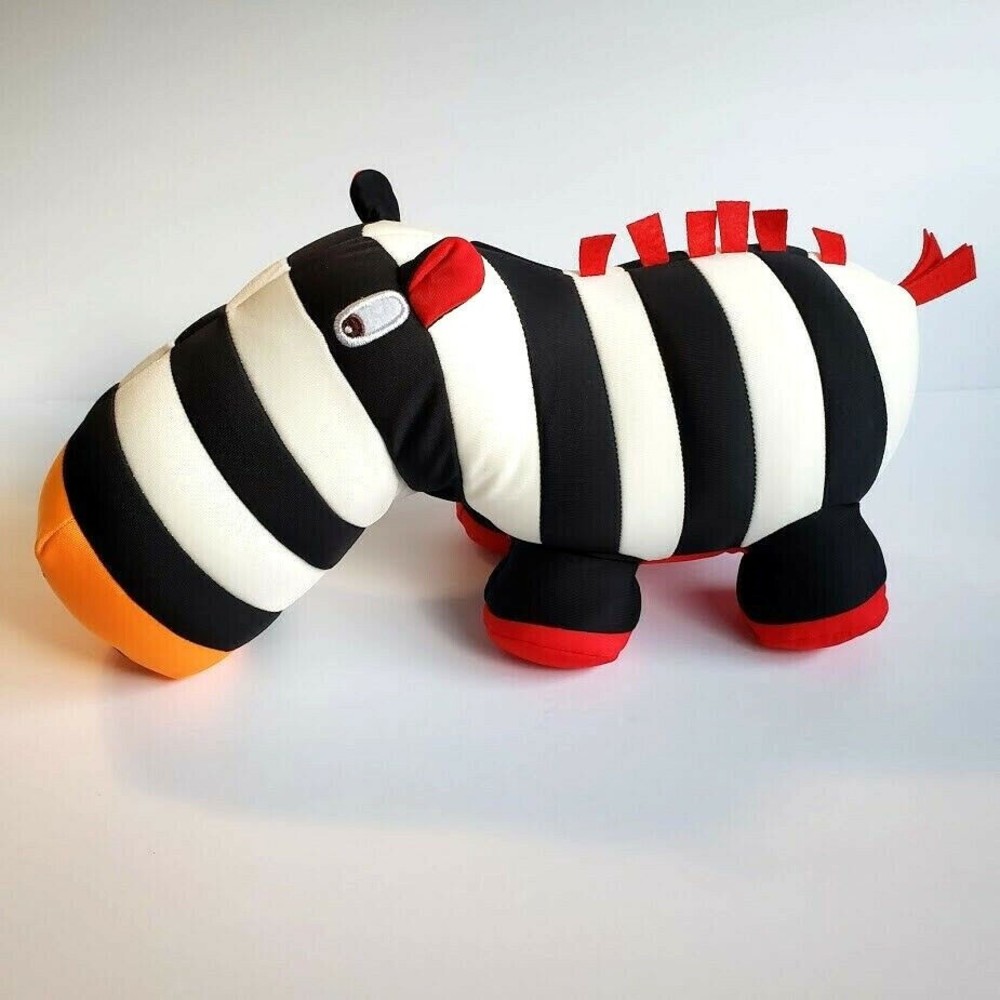 Zebra Plush Developmental Baby Toy High Contrast Black White Red Striped Stuffed